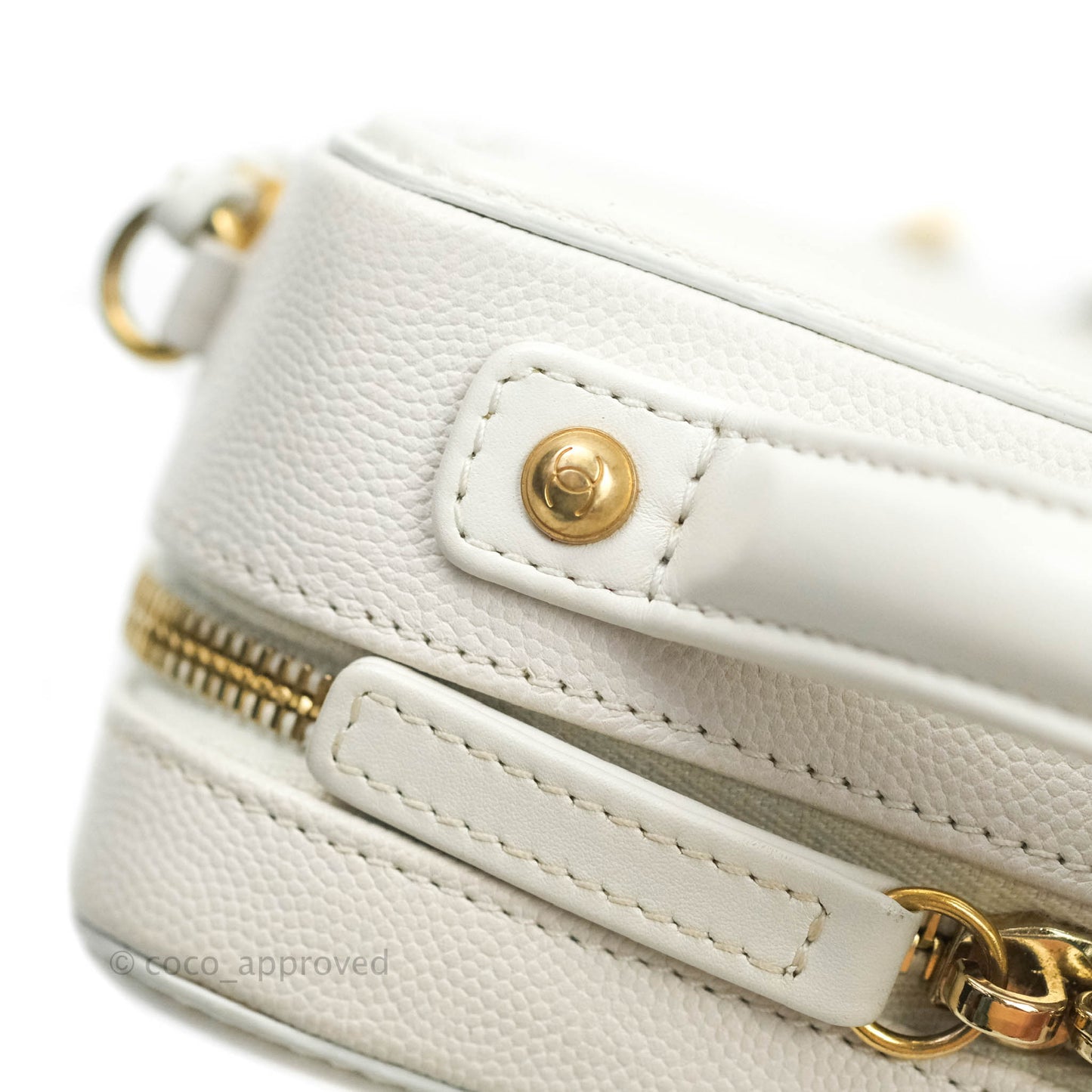 Chanel Quilted Small CC Filigree Vanity Case White Caviar