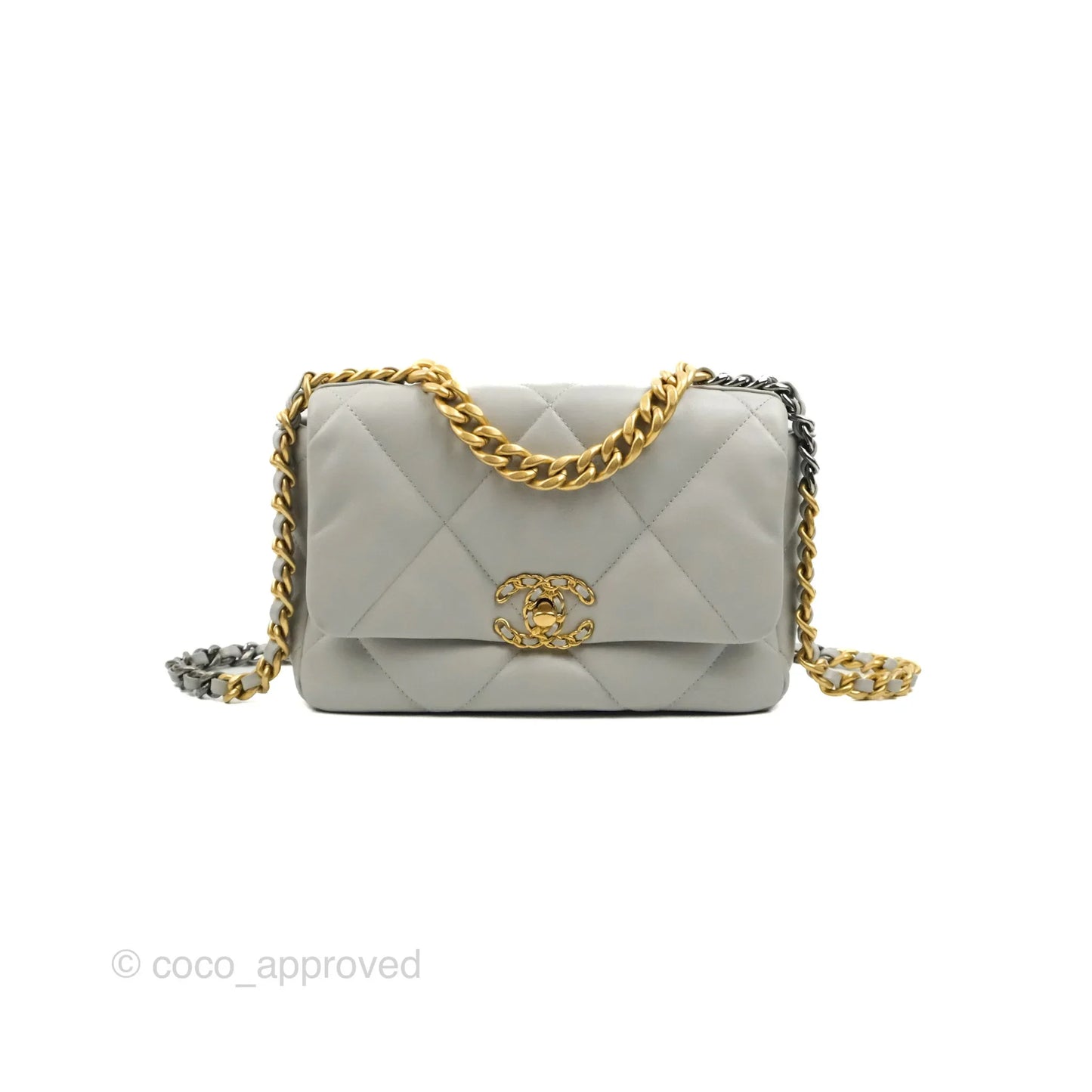 Chanel 19 Small Grey Lambskin Mixed Hardware