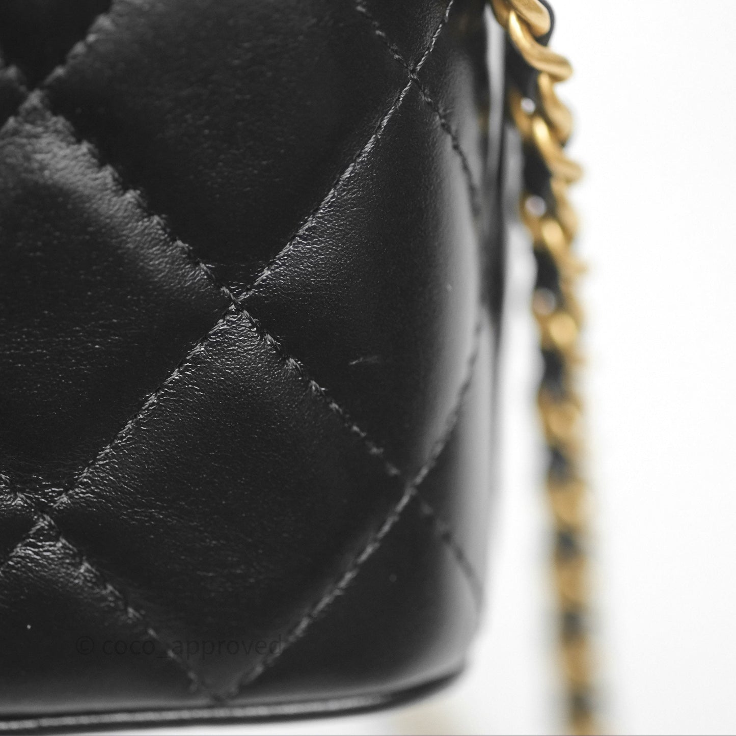 Chanel Vanity Rectangular with Top Handle Black Lambskin Aged Gold Hardware