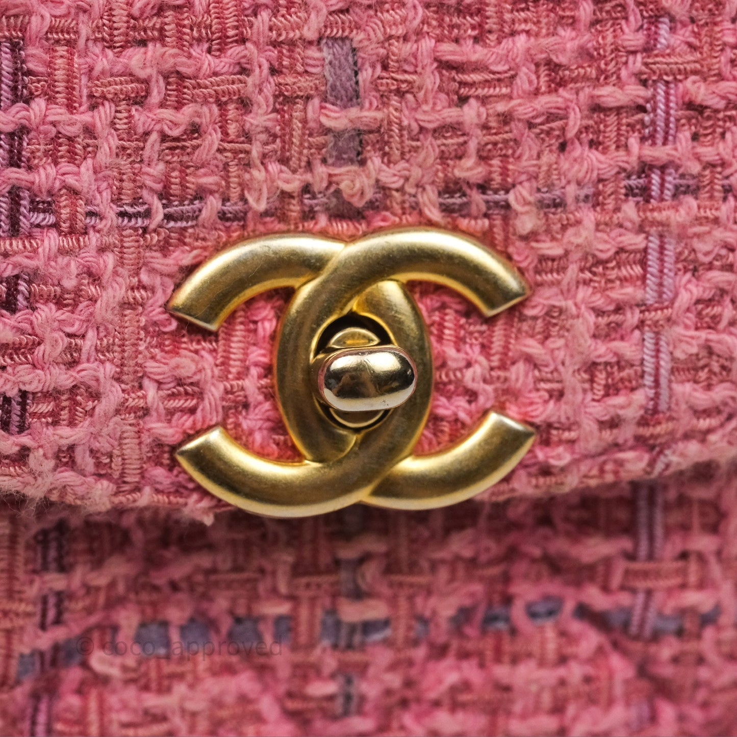 Chanel Kelly Bag Pink Tweed Aged Gold Hardware