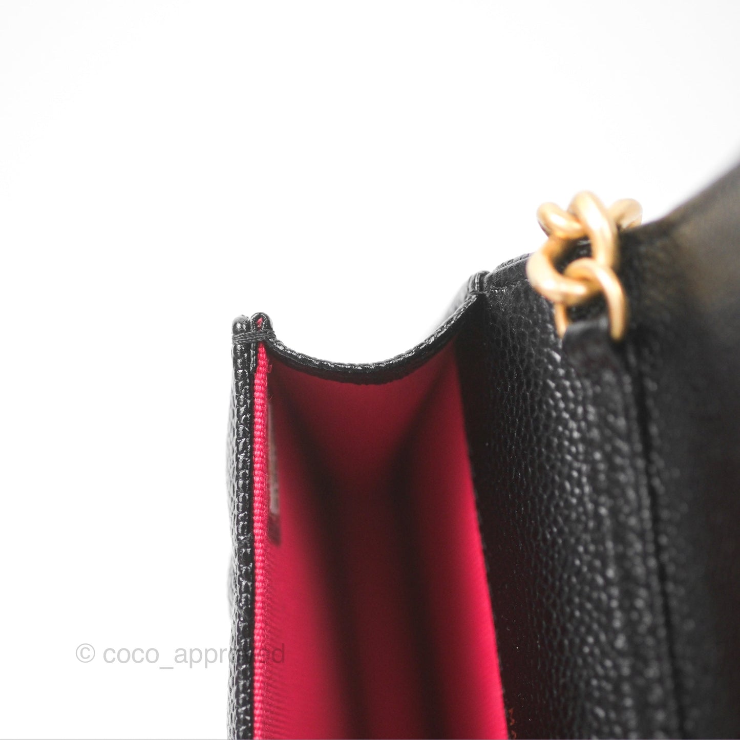 Chanel Clutch With Chain Black Shiny Caviar Aged Gold Hardware