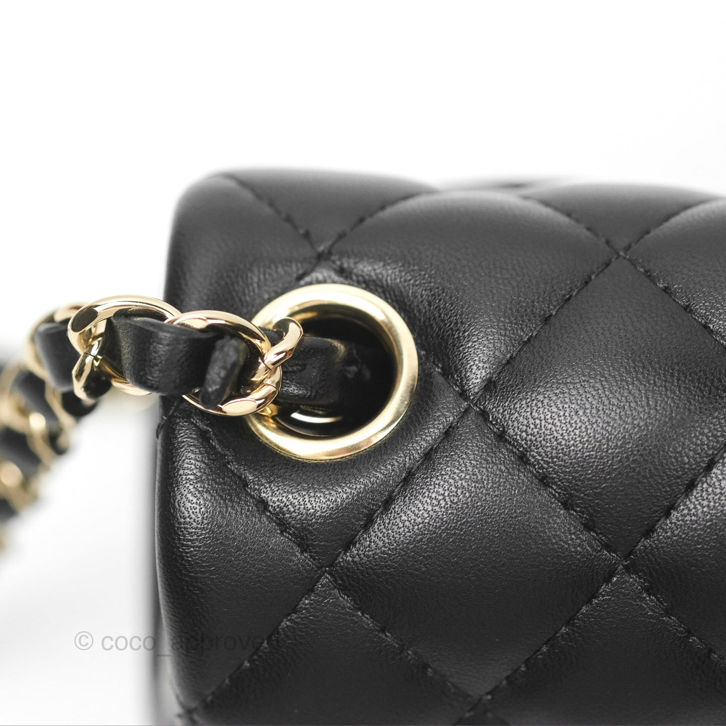 Chanel Mini Square Black Lambskin Gold Hardware