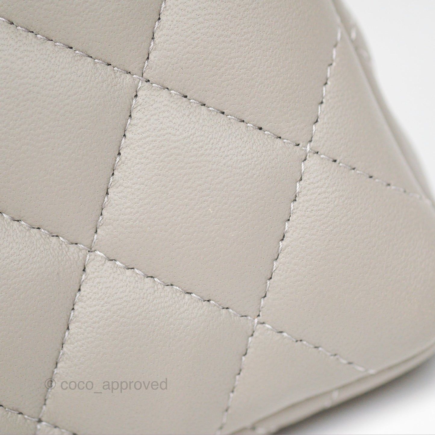 Chanel Classic Flap Clutch Quilted Light Grey Lambskin Silver Hardware