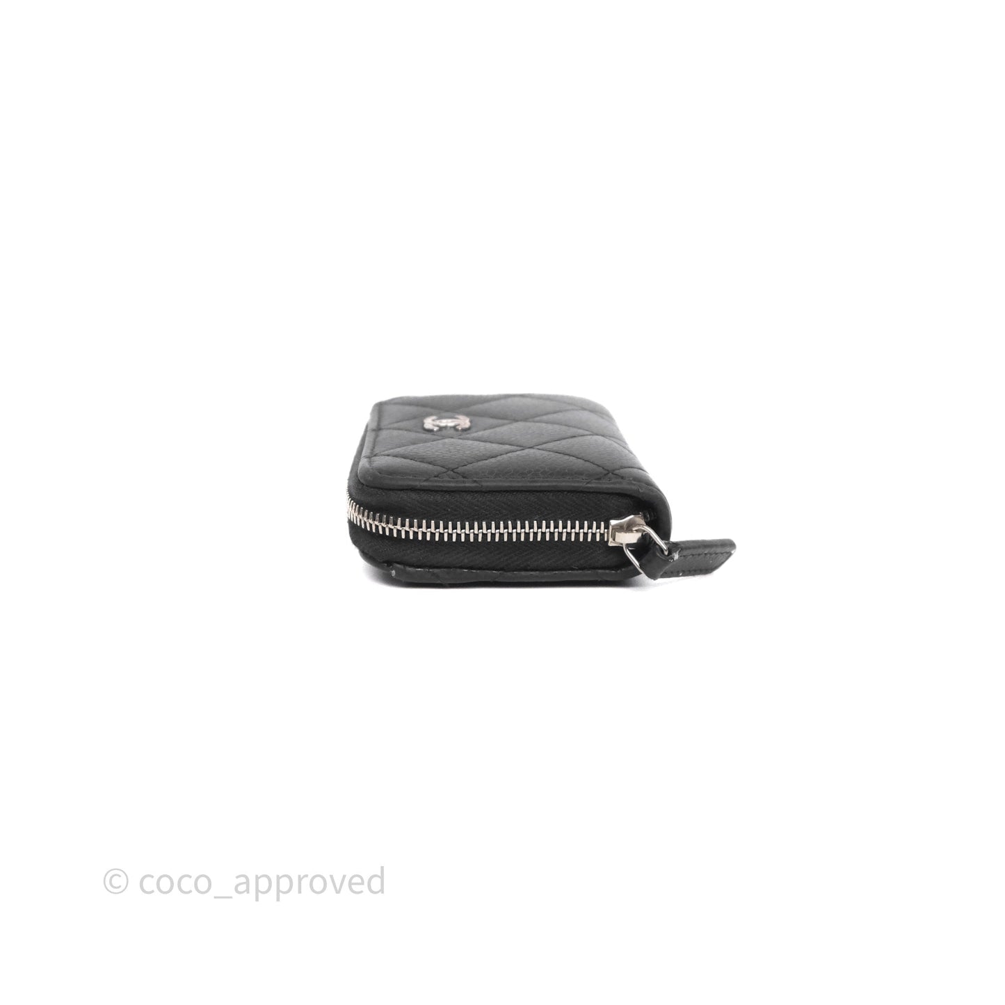 Chanel Classic Zipped Coin Purse Black Caviar Silver Hardware