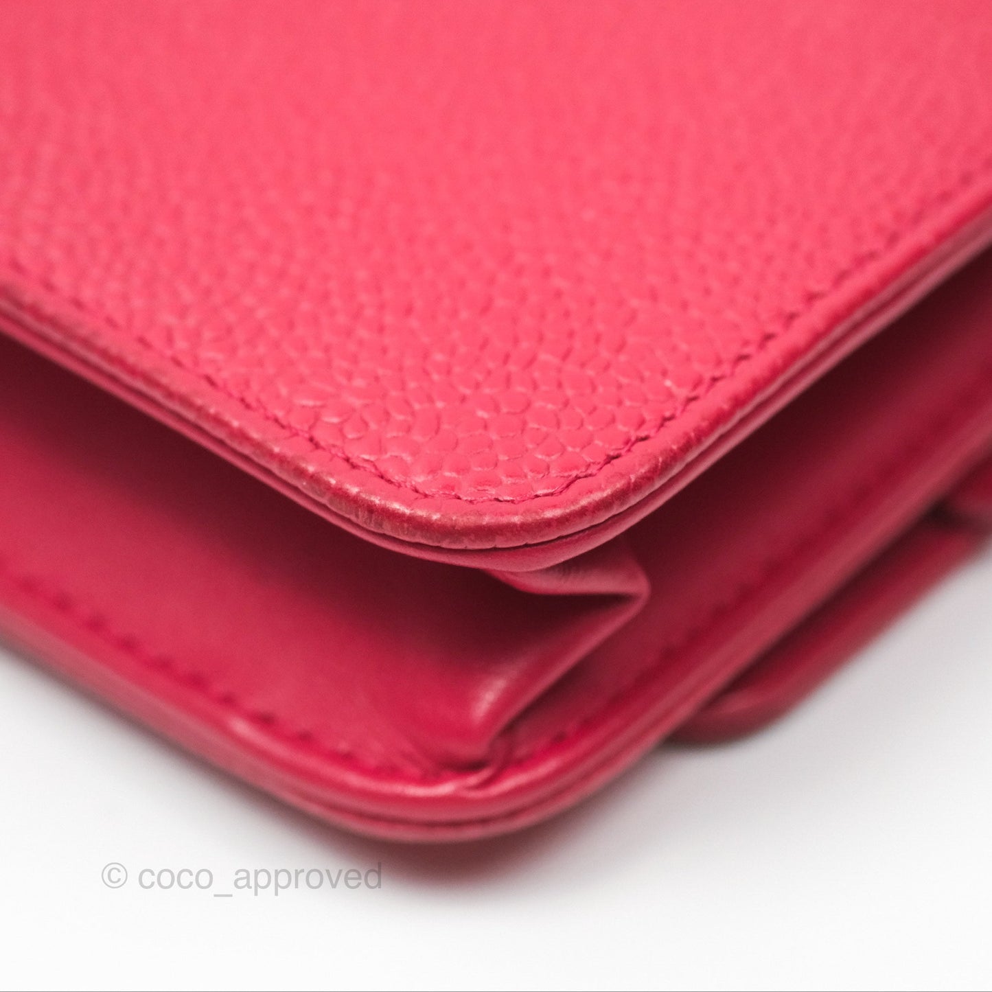 Chanel CC Wallet On Chain WOC Dark Pink Caviar Silver Hardware