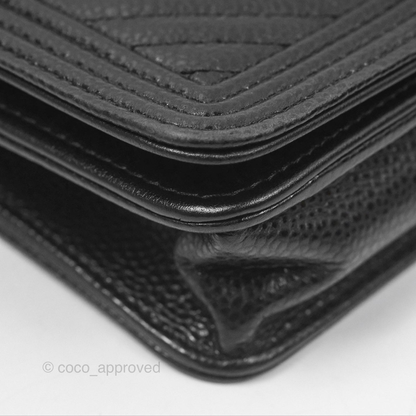 Chanel Chevron Boy Wallet on Chain WOC Black Caviar Silver Hardware