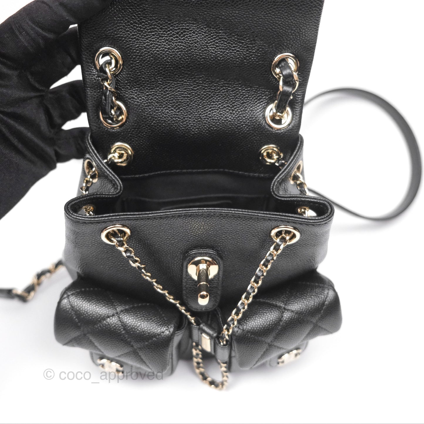 Chanel Duma Backpack Small Black Caviar Gold Hardware