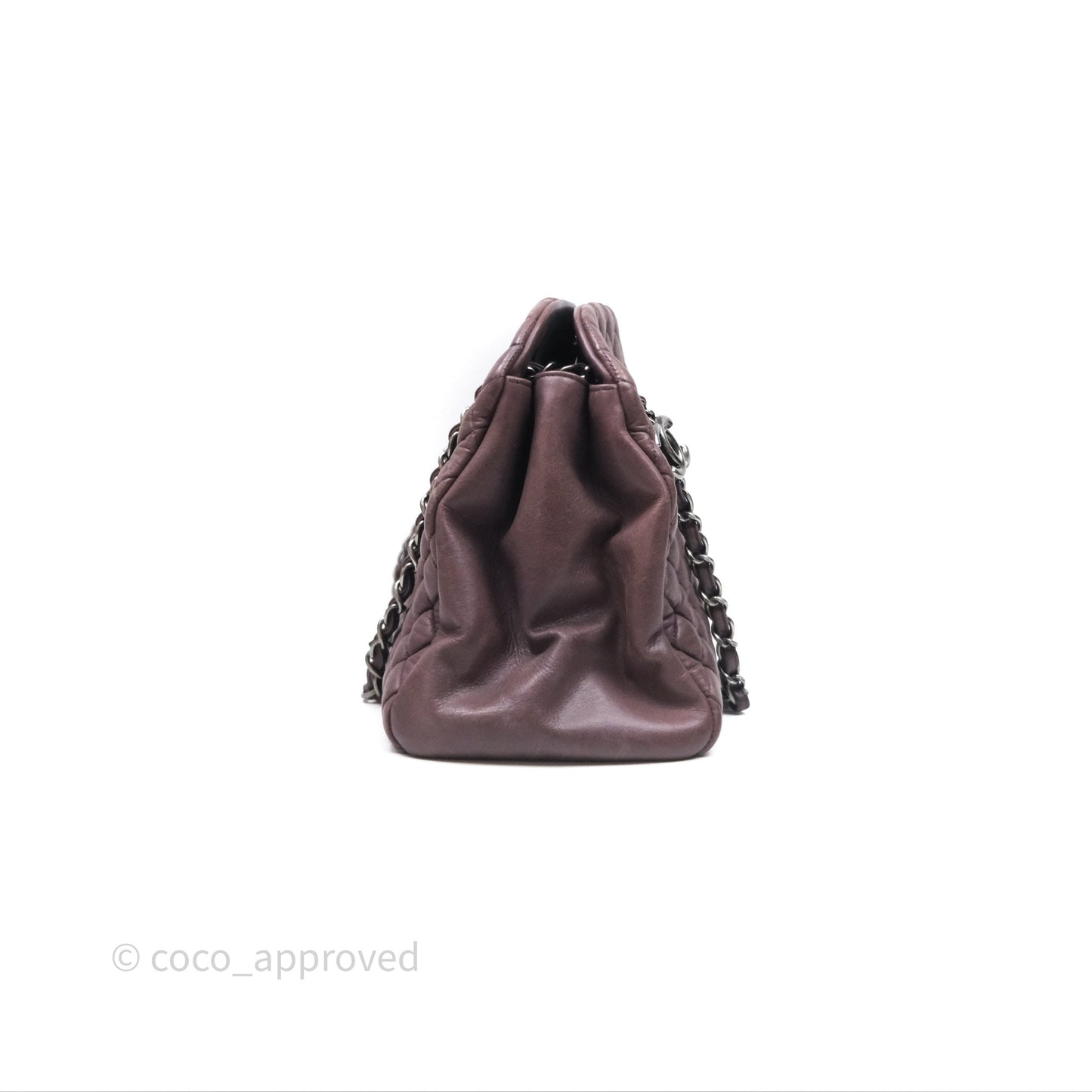 Chanel Large Mademoiselle Bowling Crumpled Calfskin Purple Ruthenium Hardware