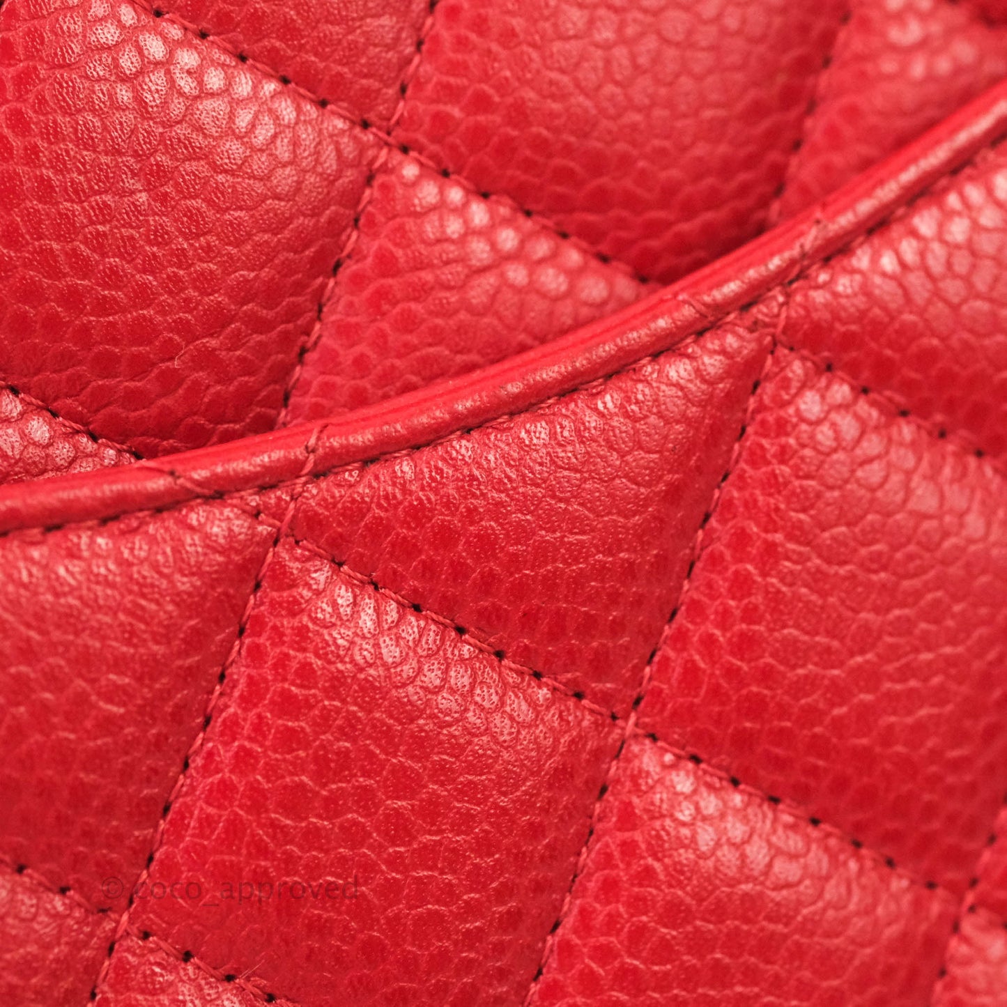 Chanel Quilted Mini Square Red Caviar Silver Hardware