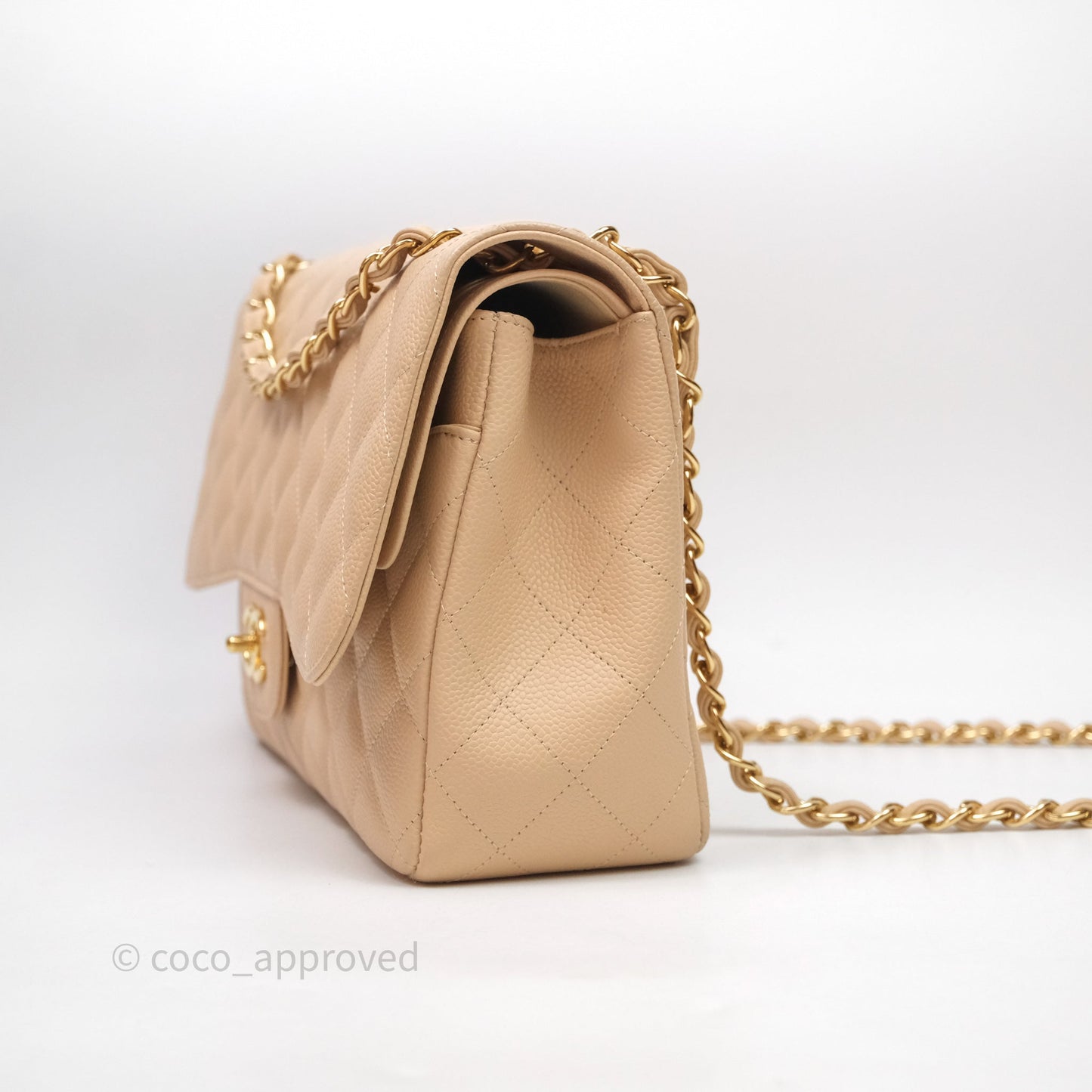 Chanel Jumbo Double Flap Beige Caviar Gold Hardware⁣⁣