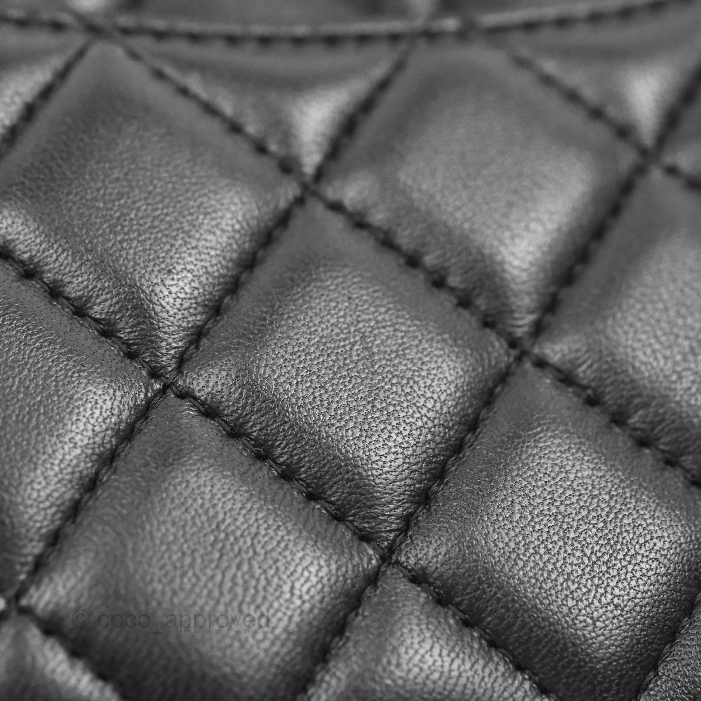 Chanel Quilted Mini Rectangular Flap Black Lambskin Silver Hardware