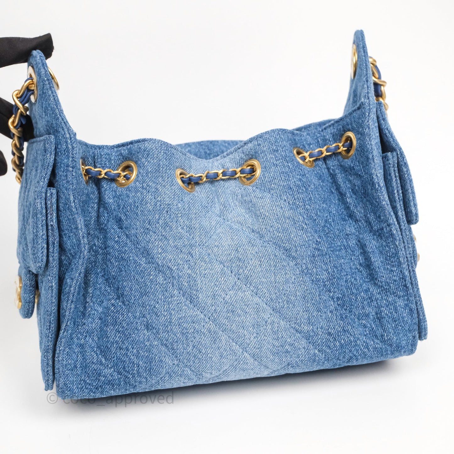 Chanel 25 Mini Washed Denim Aged Gold Hardware