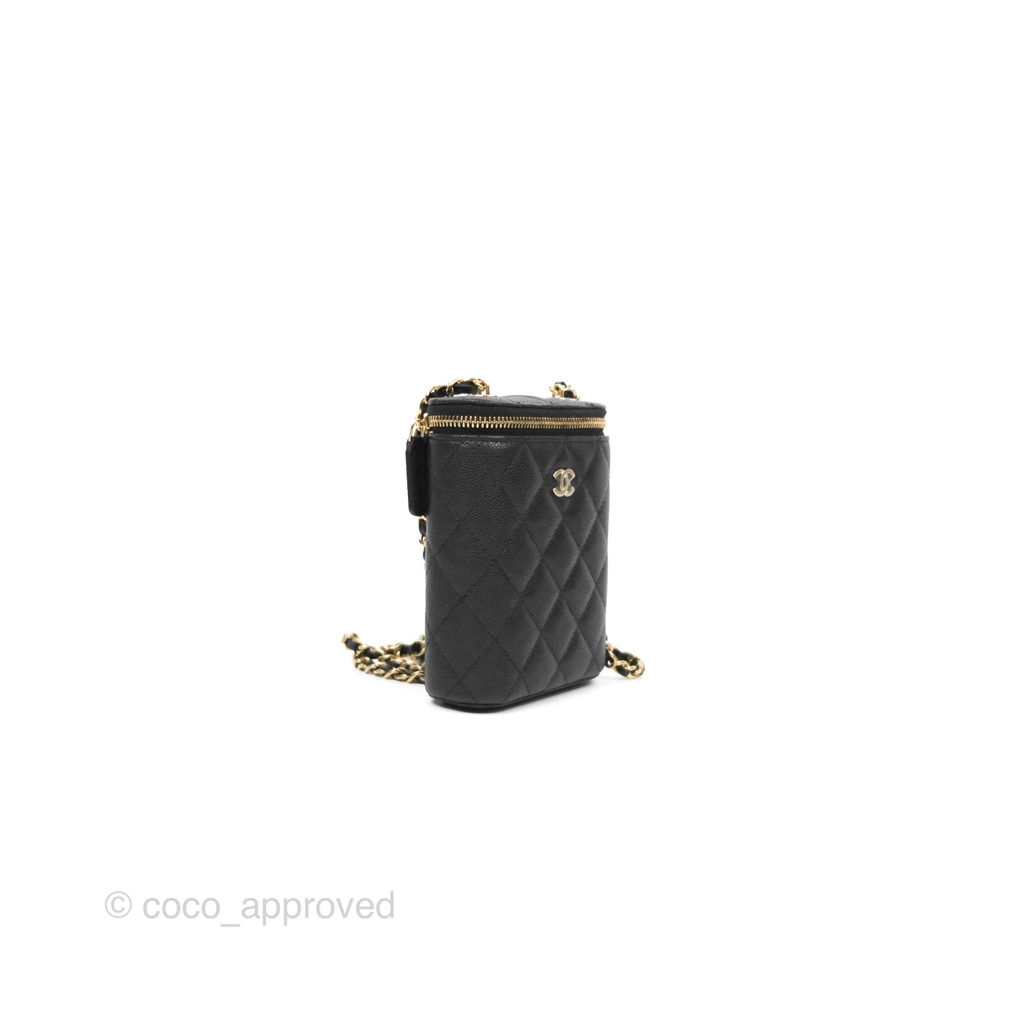 Chanel Classic Mini Vanity With Chain Black Caviar Gold Hardware