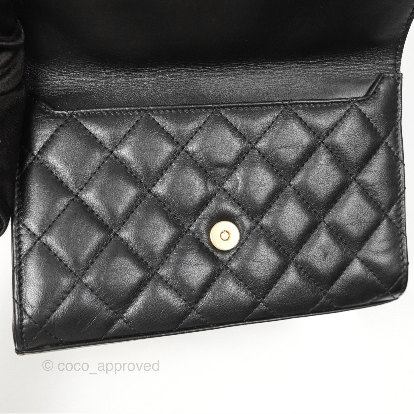 Chanel Triple Flap Bag Quilted Black Calfskin Aged Gold Hardware
