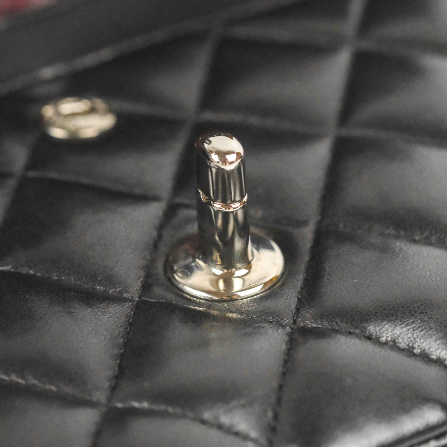 Chanel Classic M/L Medium Flap Quilted Black Lambskin Silver Hardware
