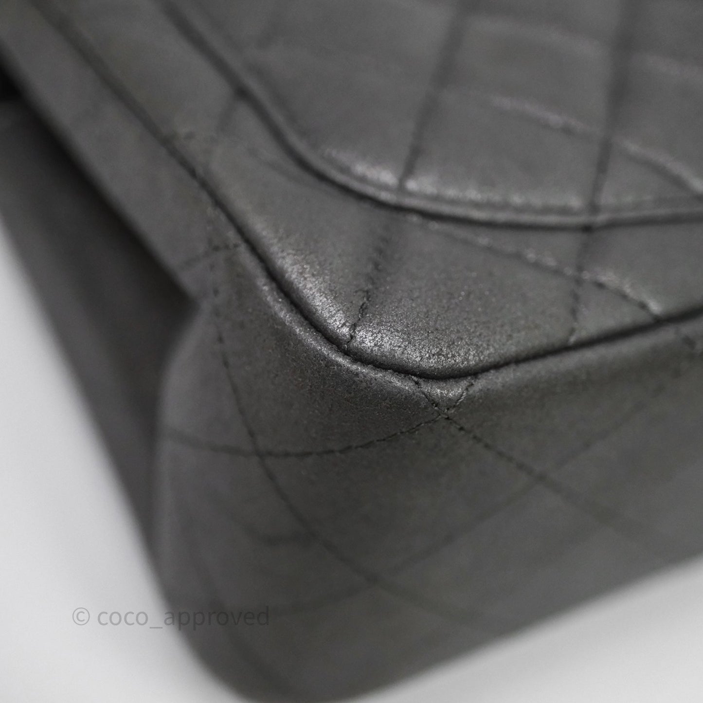 Chanel Mini Square Iridescent Grey Suede Gun Metal Hardware