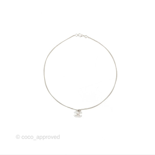 Chanel CC Pearl Necklace Silver Tone 09V