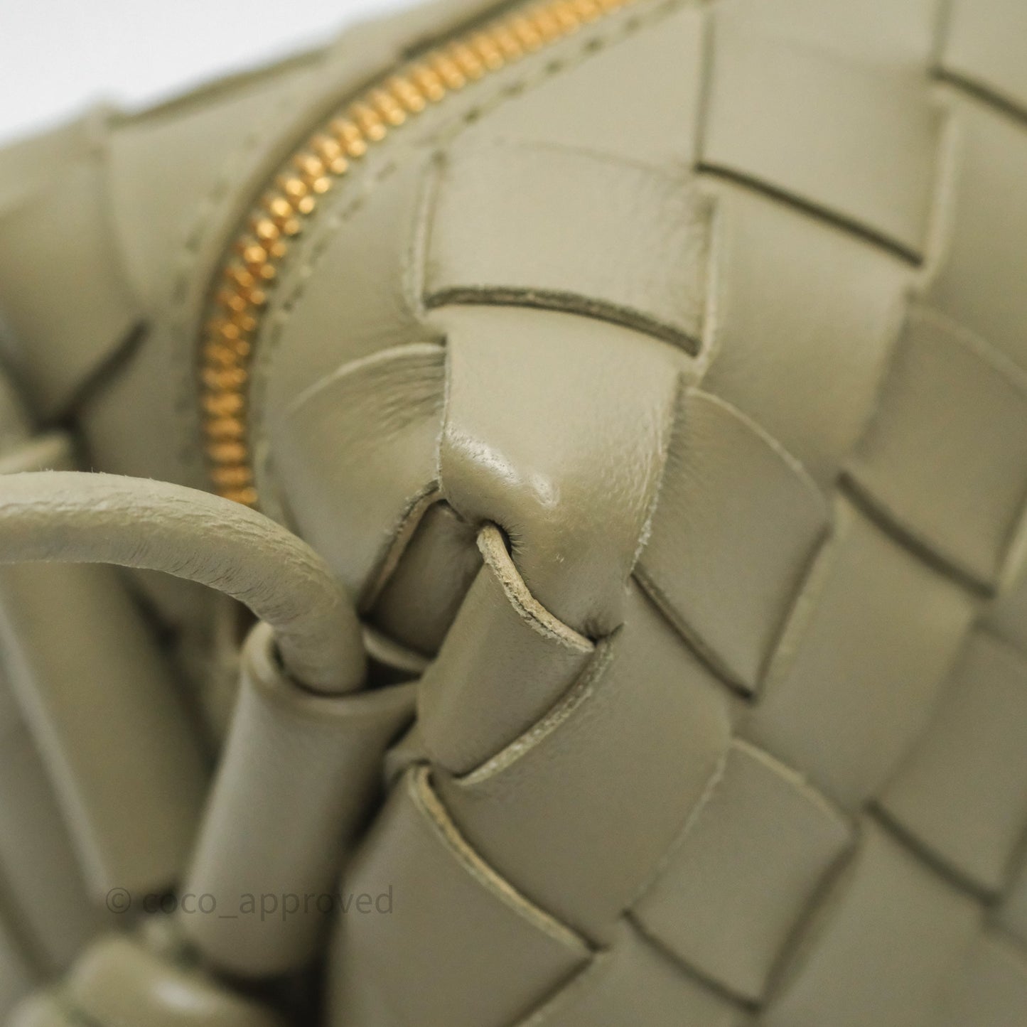 Bottega Veneta Mini Loop Camera Bag Intrecciato Lambskin Travertine