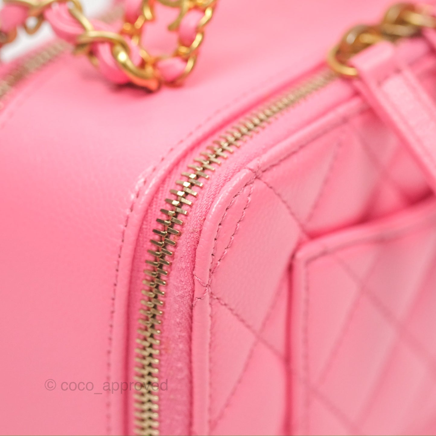 Chanel Caviar Quilted Pick Me Up Small Vanity Case Hot Pink