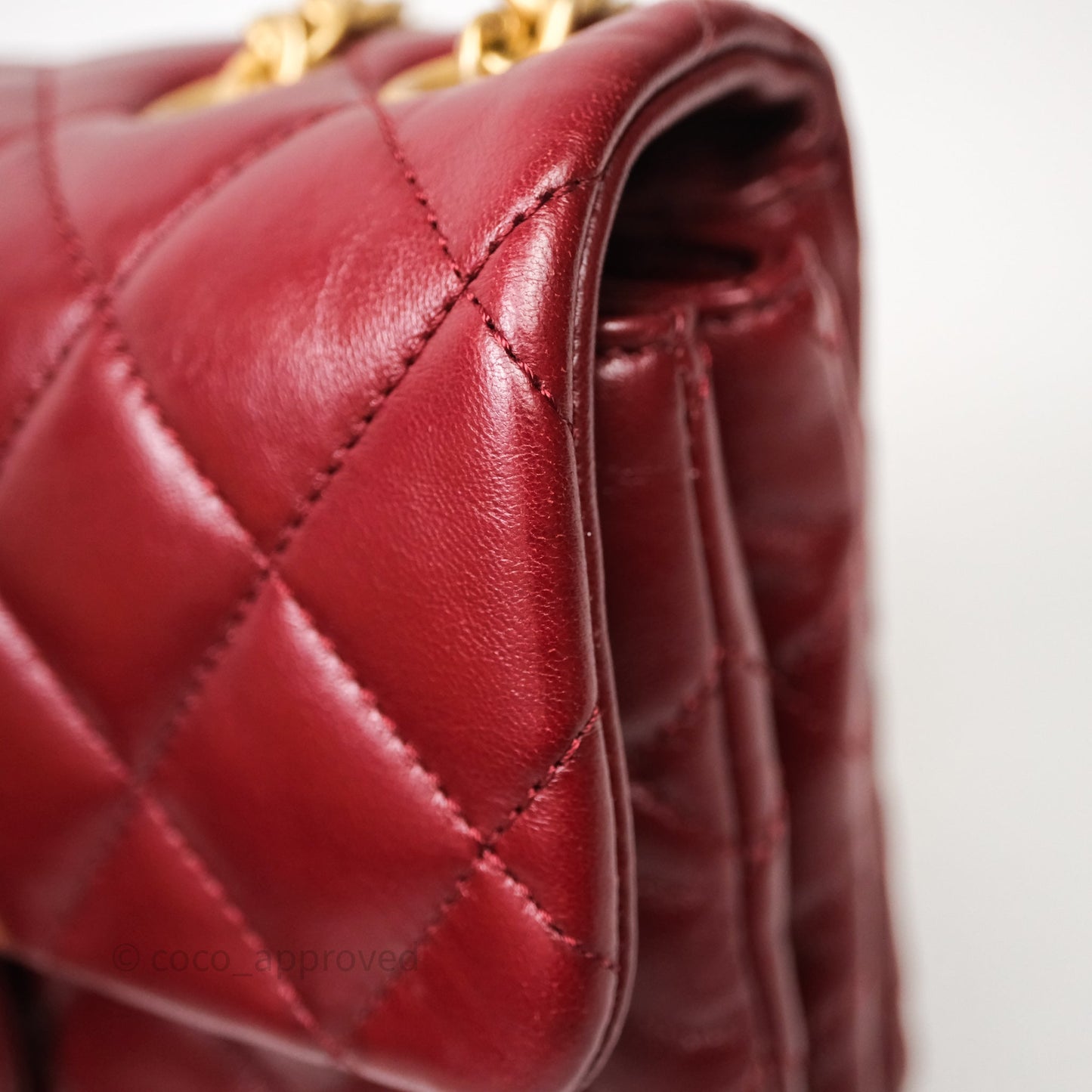 Chanel Small All Slide Adjustable Chain Flap Bag Burgundy Lambskin Aged Gold Hardware