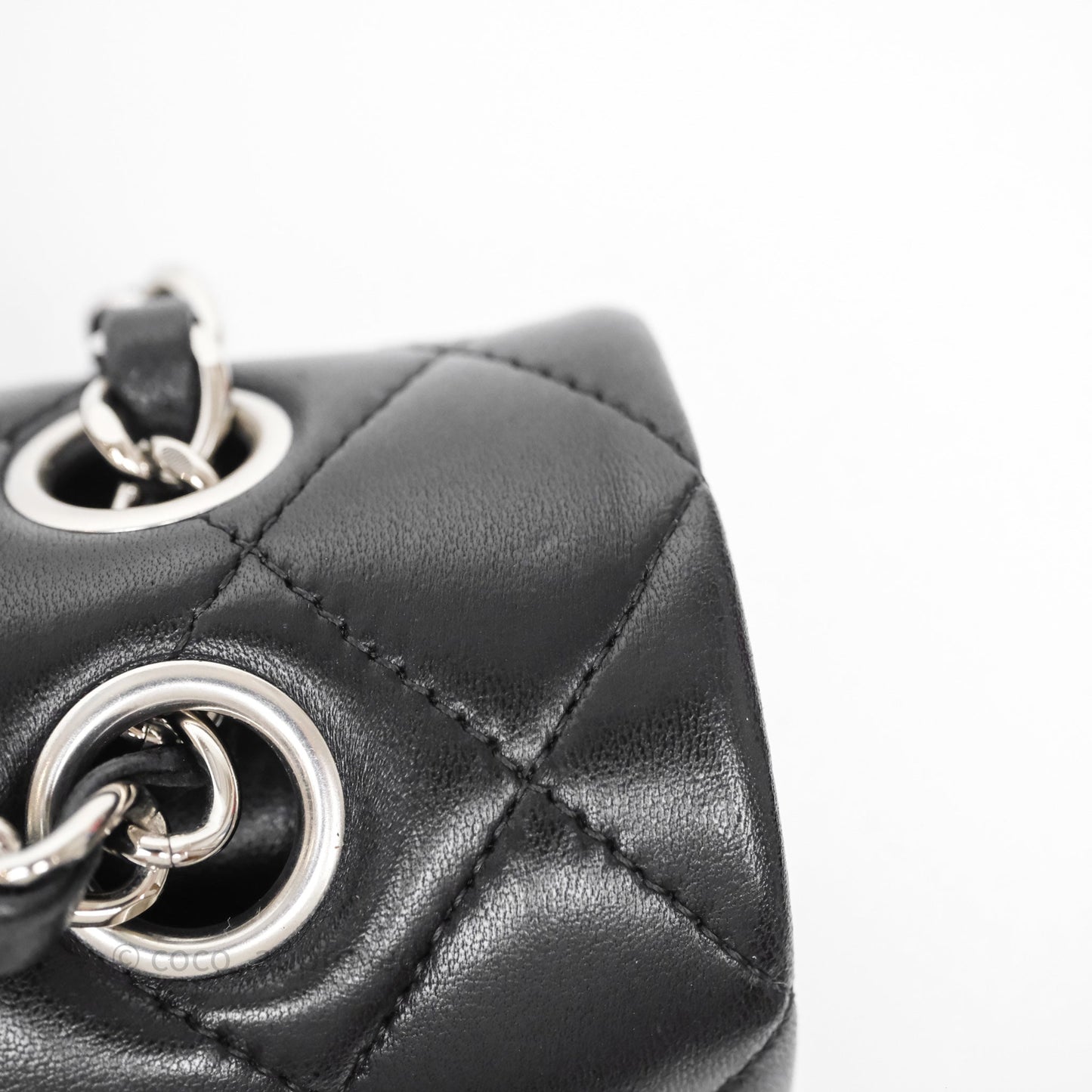 Chanel Classic M/L Medium Flap Quilted Black Lambskin Silver Hardware