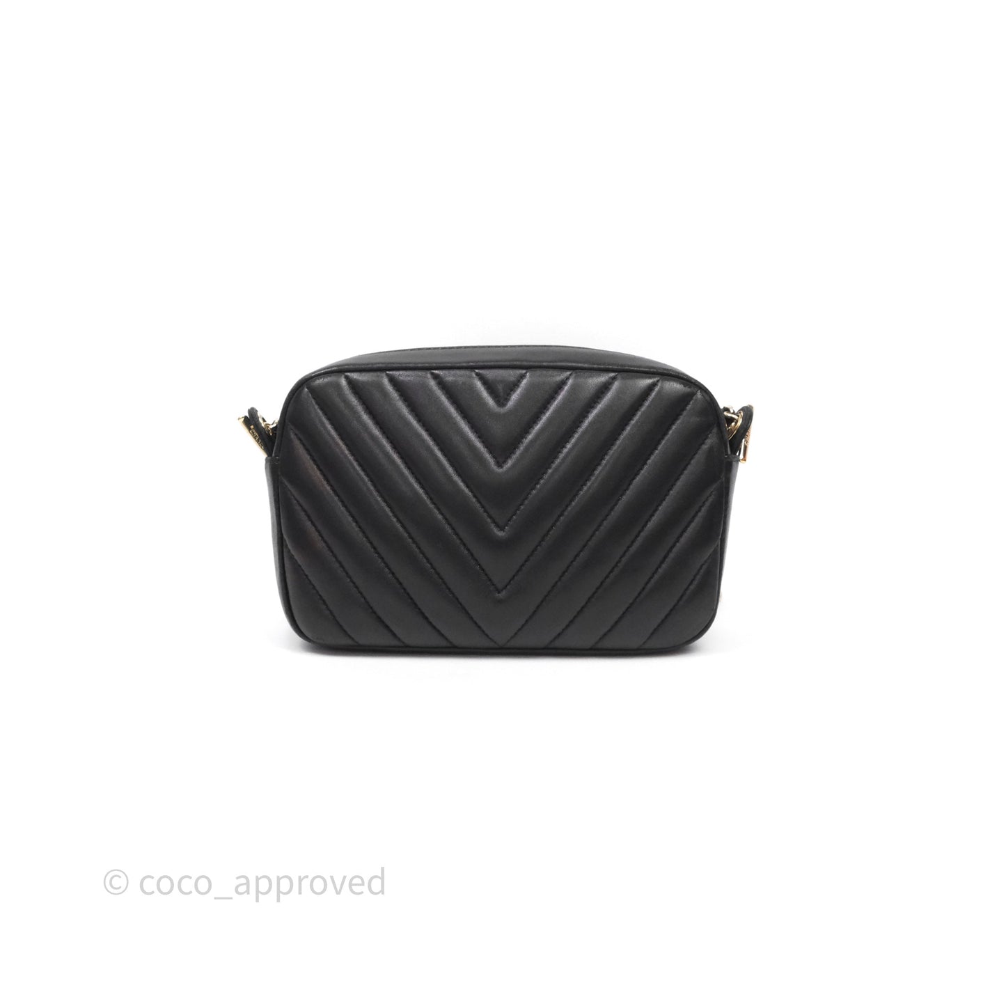 Chanel Chevron Camera Bag Black Lambskin Gold Hardware