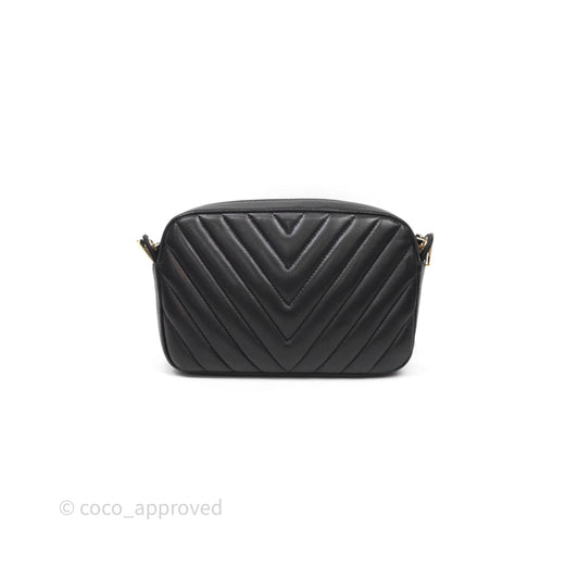 Chanel Chevron Camera Bag Black Lambskin Gold Hardware
