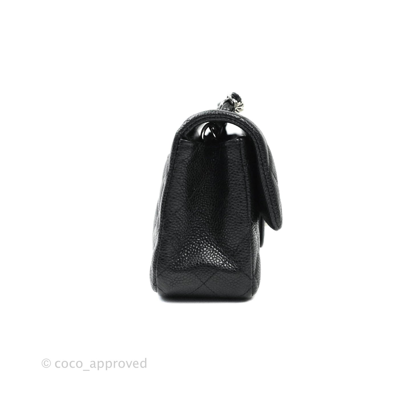 Chanel Classic Quilted Mini Rectangular Flap Black Caviar Silver Hardware
