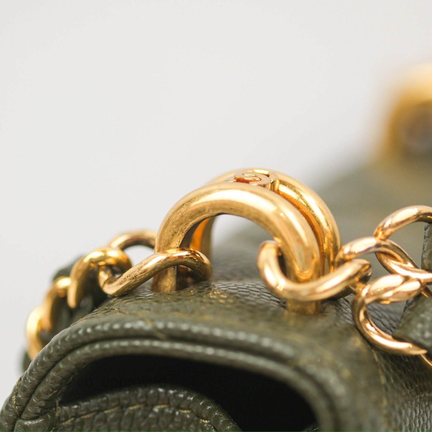 Chanel Coco First Mini Clutch On Chain Dark Olive Green Caviar Gold Hardware 22K