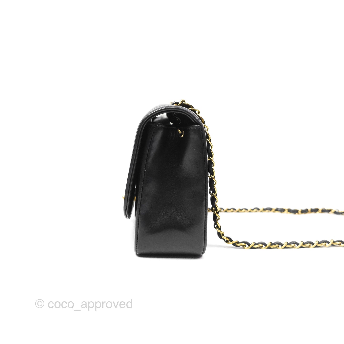 Chanel Vintage Quilted Medium Classic Diana Flap Bag Black Lambskin 24K Gold Hardware