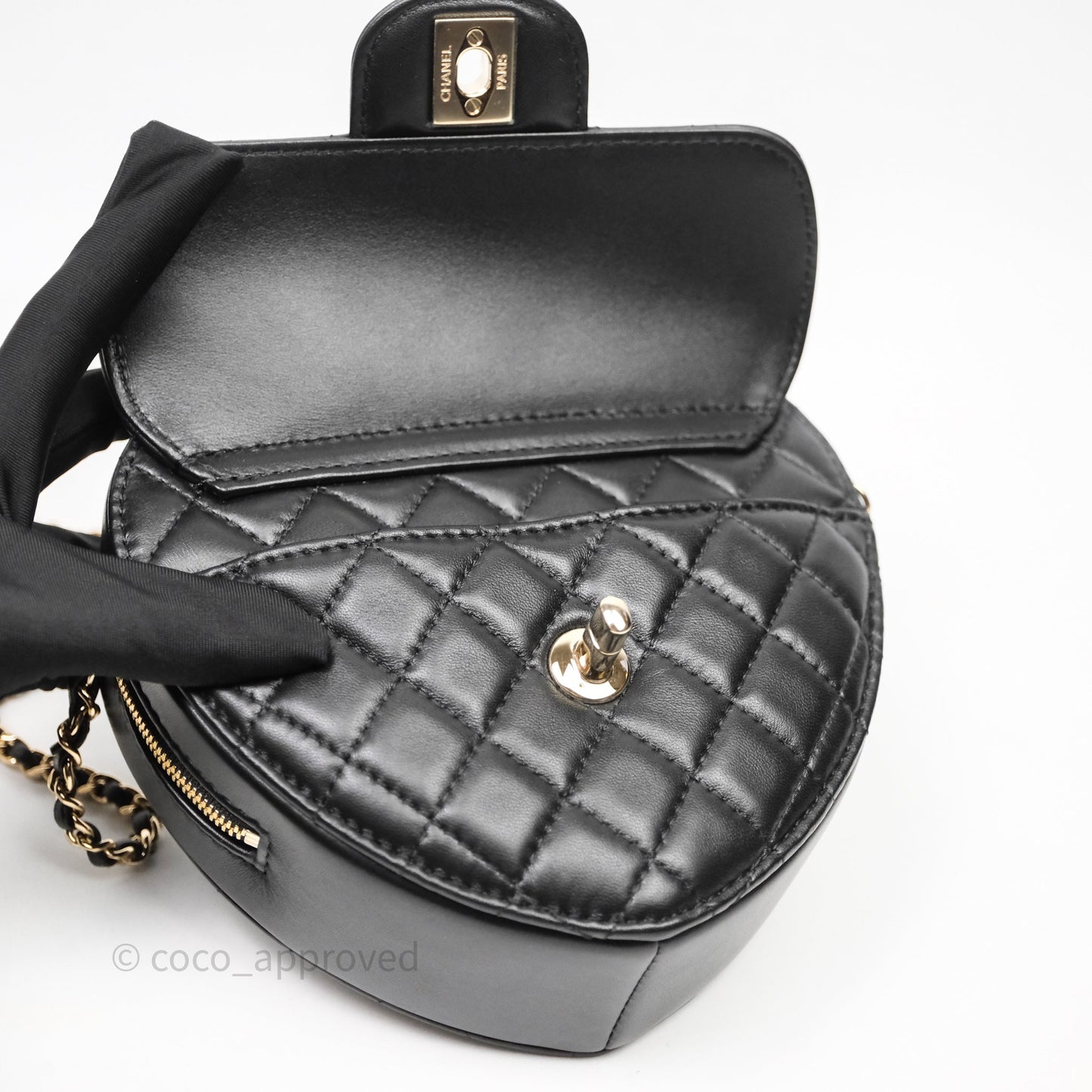 Chanel Large Heart Bag Black Lambskin Gold Hardware 22S