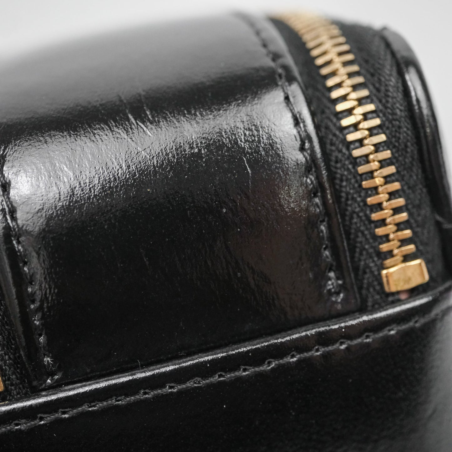 Chanel Small Top Handle Vanity Case Black Shiny Crumpled Calfskin Gold Hardware