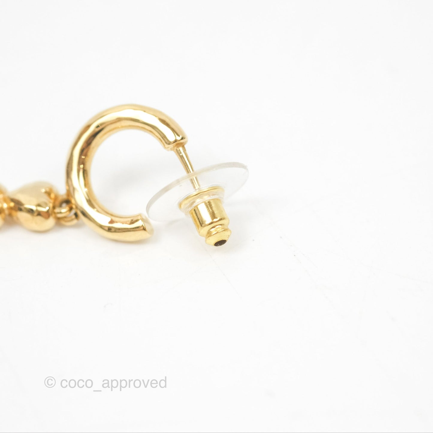 Chanel Crystal CC Heart Drop Earrings Gold Tone 23P