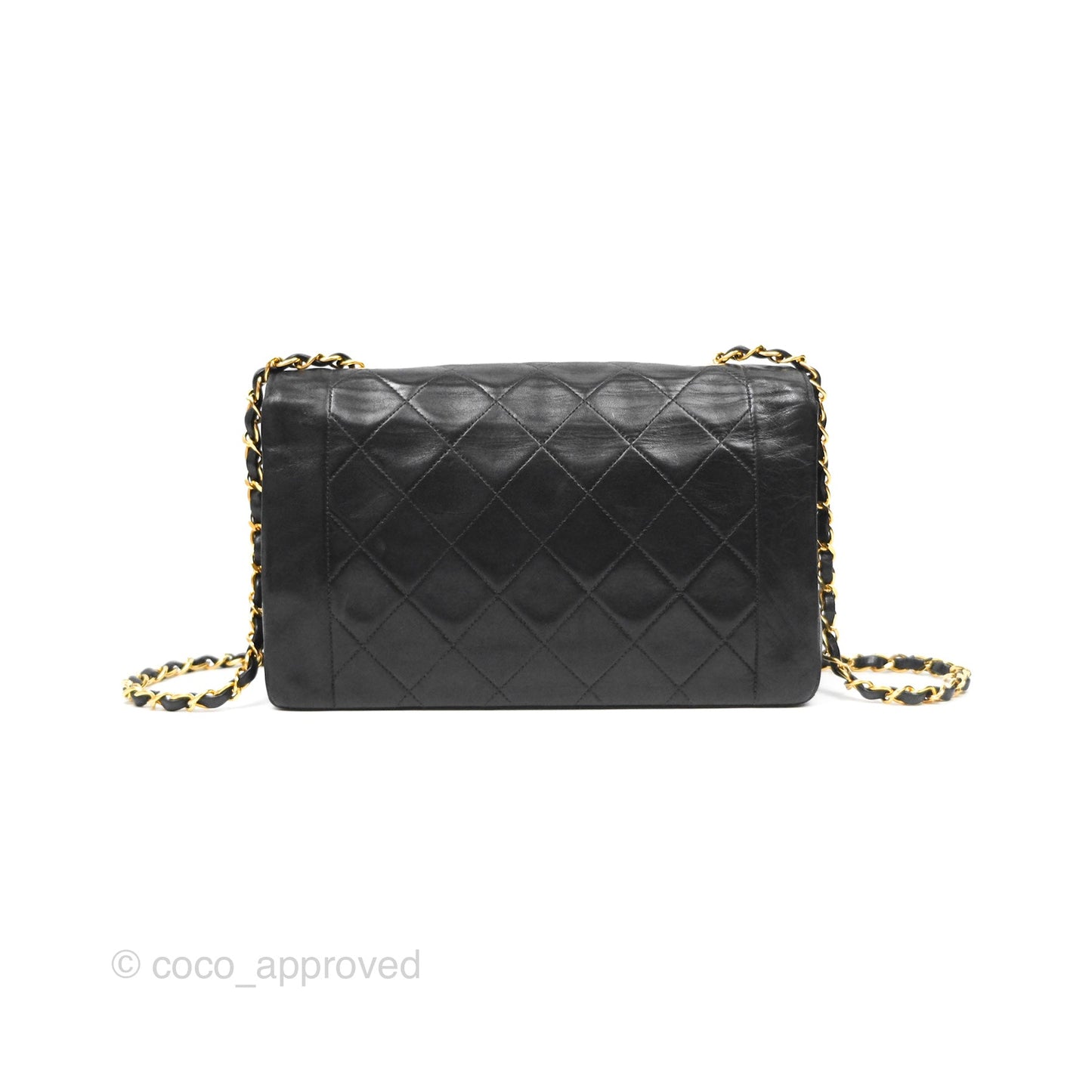 Chanel Vintage Medium Classic Diana Flap Bag Black Lambskin 24K Gold Hardware