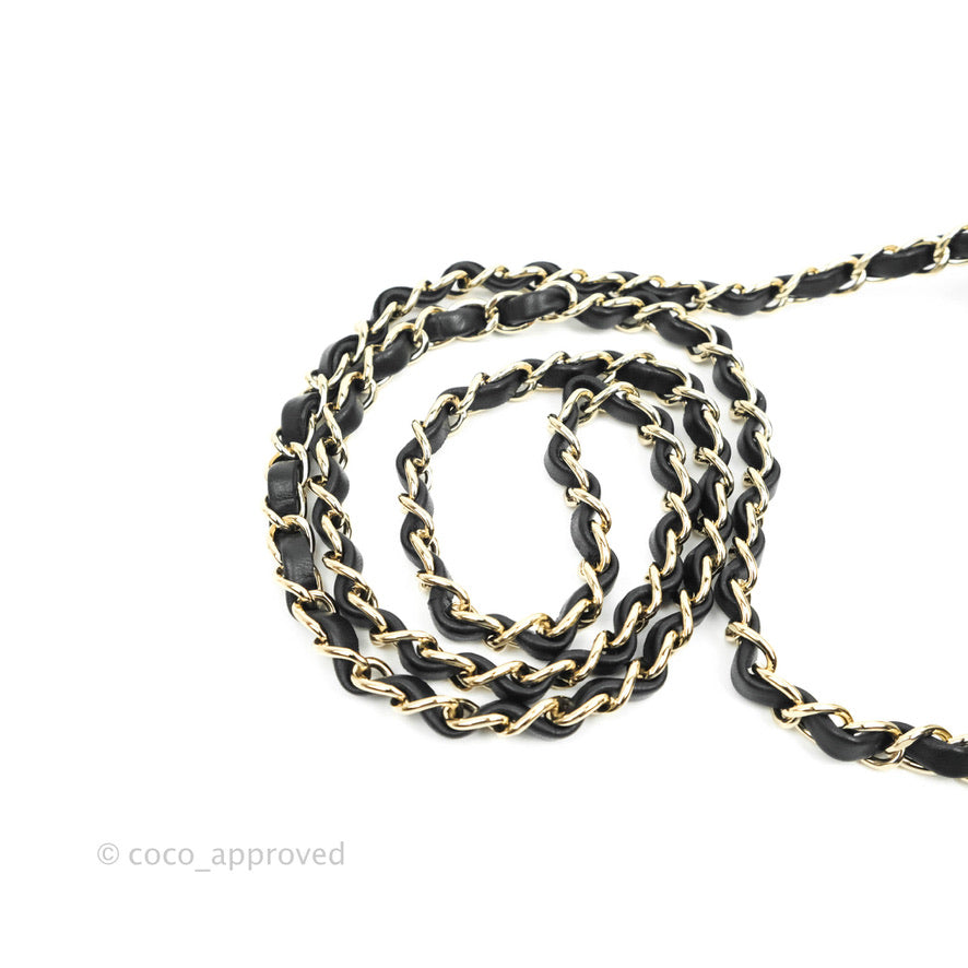 Chanel Quilted Mini Rectangular Flap Black White Lambskin Gold Hardware
