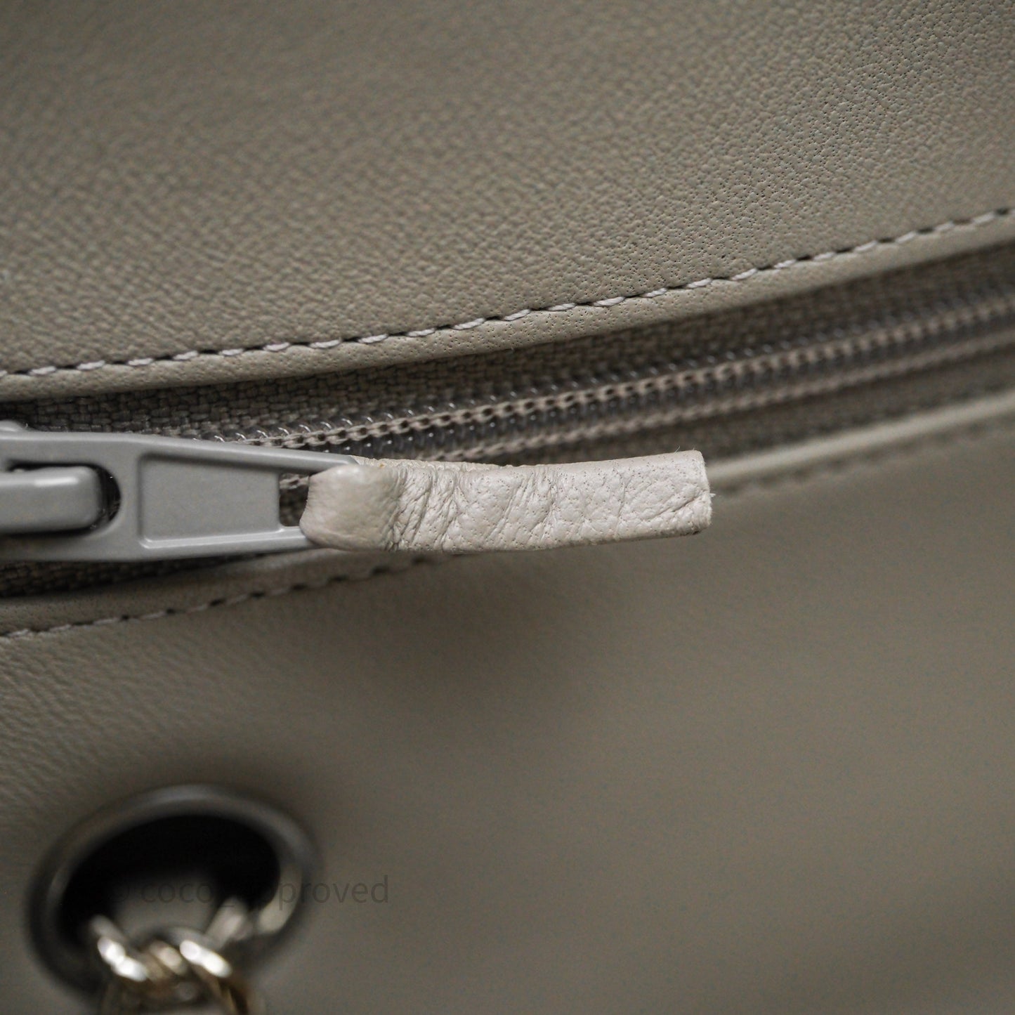 Chanel Classic M/L Medium Flap Quilted Grey Lambskin Silver Hardware