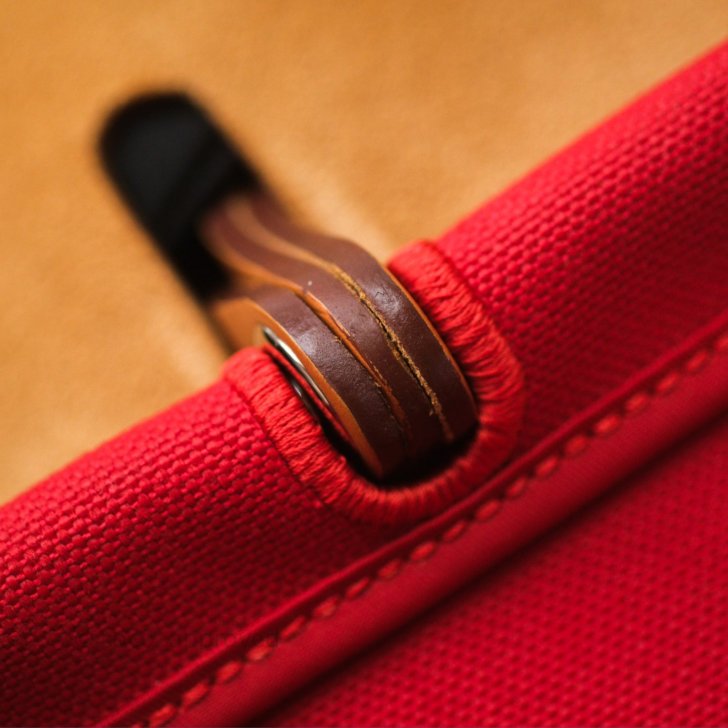 Hermès Herbag Zip 31 Red/Natural Canvas Palladium Hardware