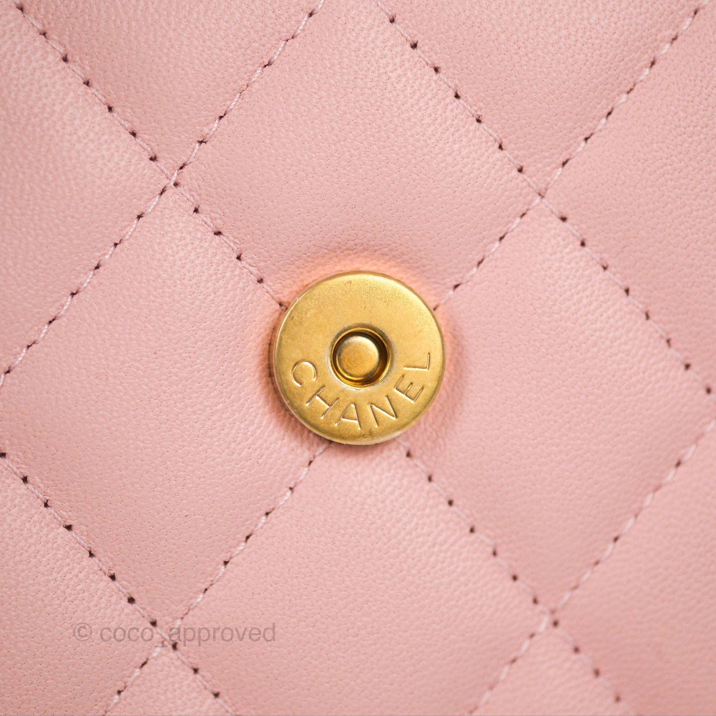Chanel Enamel Top Handle Clutch with Chain Pink Lambskin Aged Gold Hardware 22B