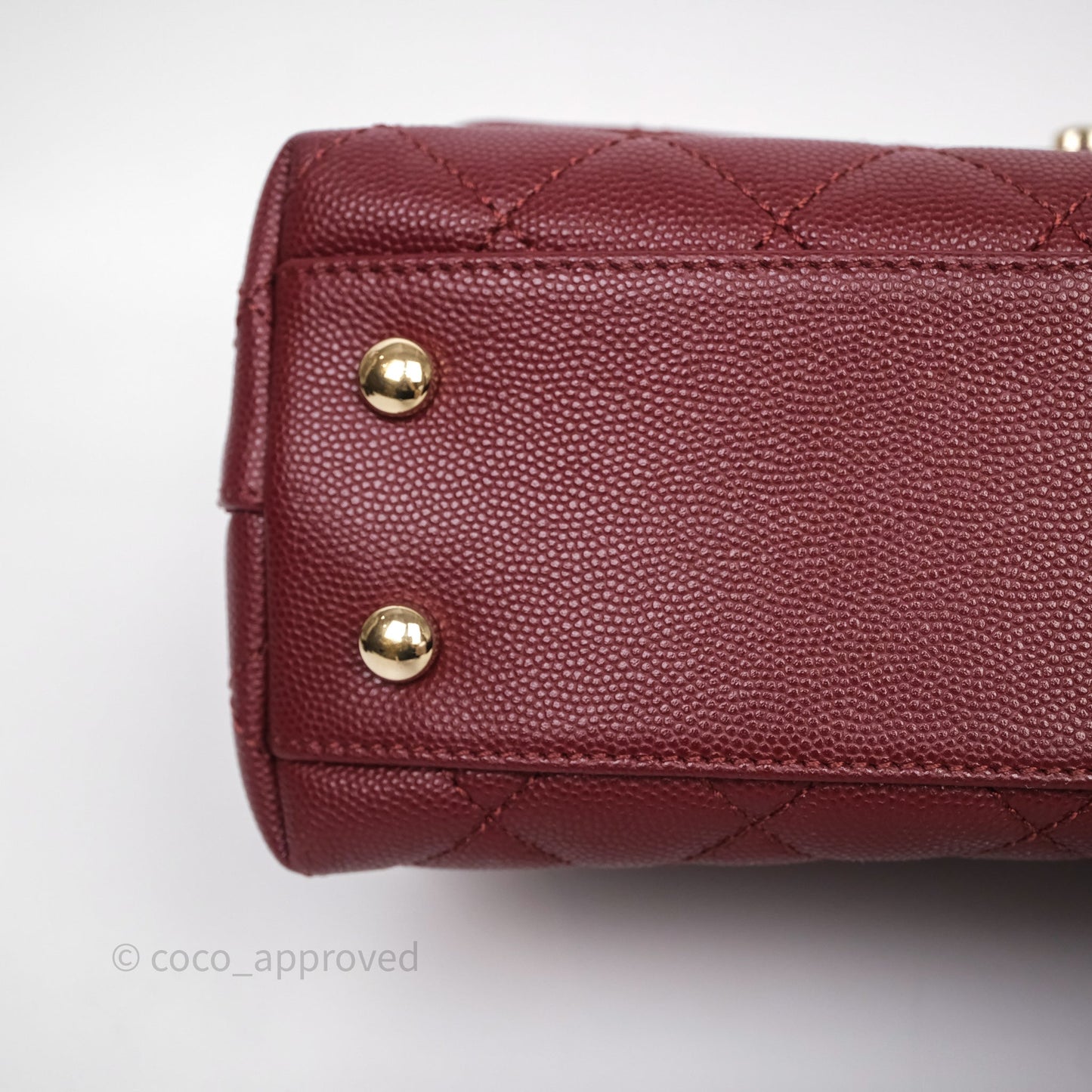 Chanel Small Coco Handle Quilted Red Burgundy Caviar Gold Hardware