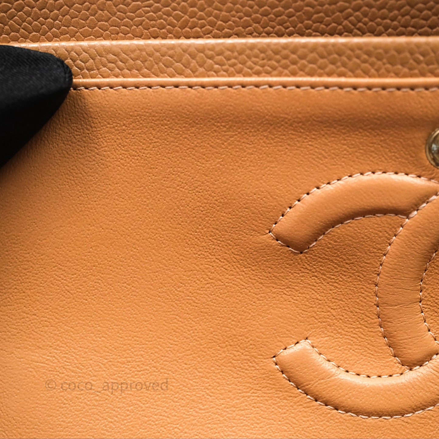 Chanel Classic M/L Medium Flap Quilted Beige Caviar Gold Hardware