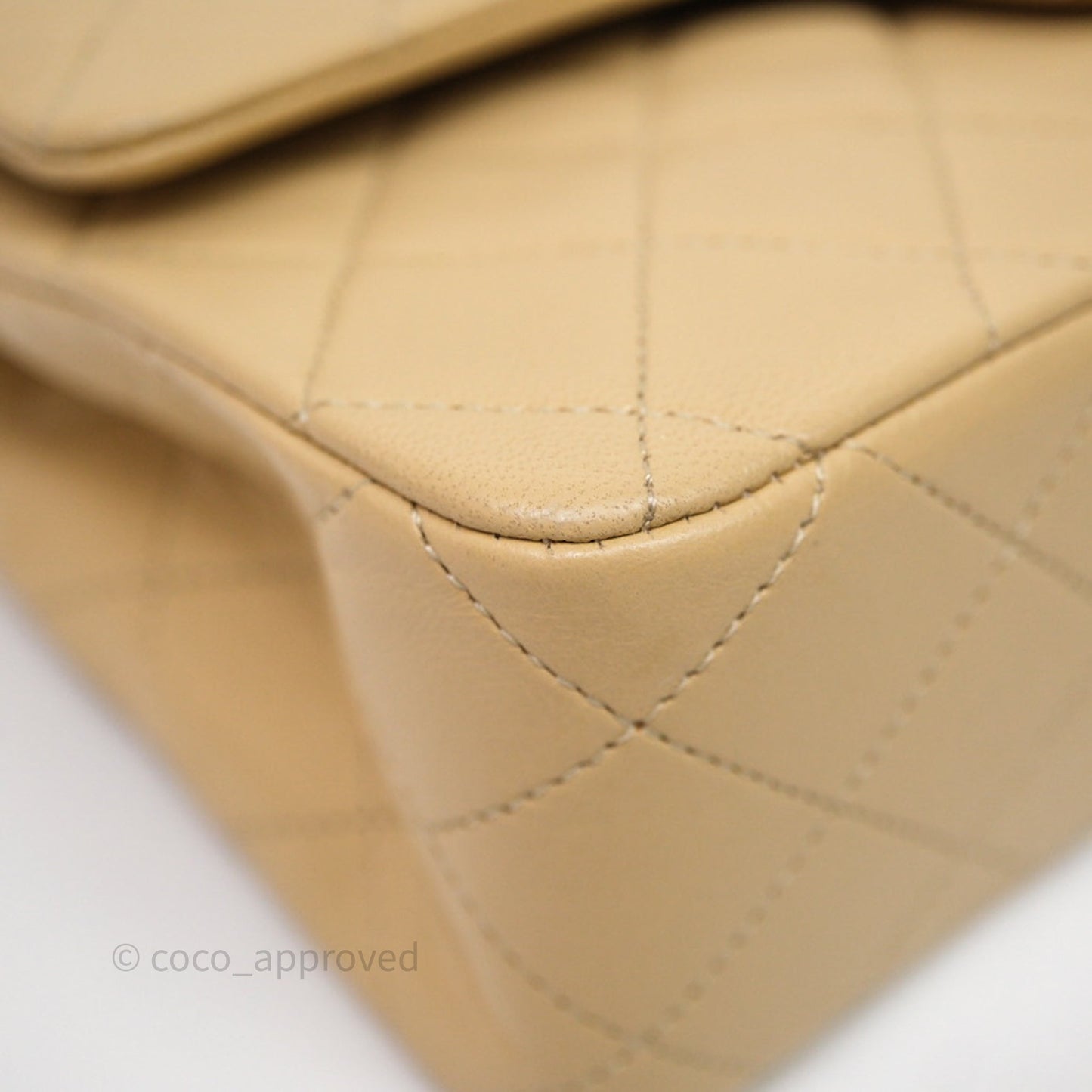 Chanel Vintage Small Classic Flap Beige Lambskin 24K Gold Hardware