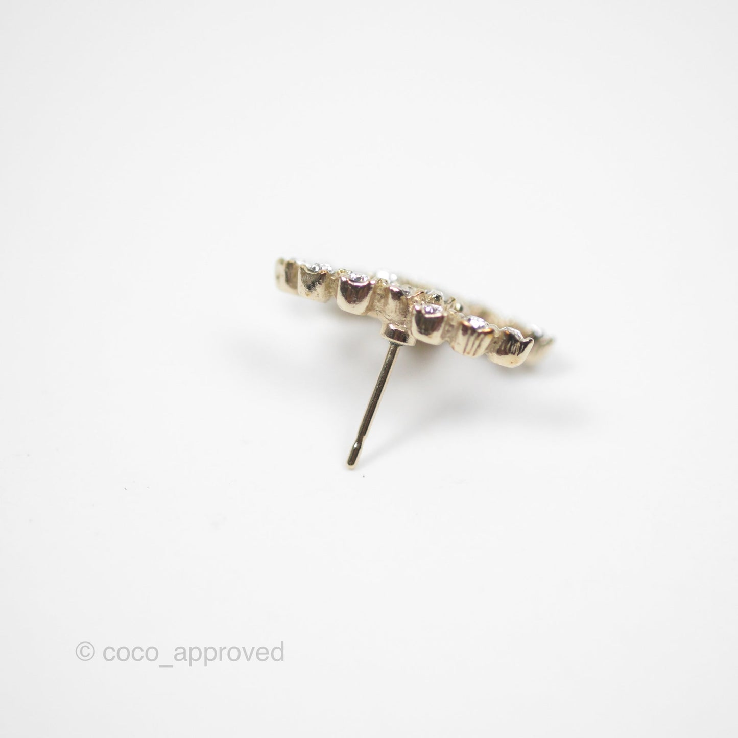 Chanel CC Crystal Earrings Gold Tone 20P