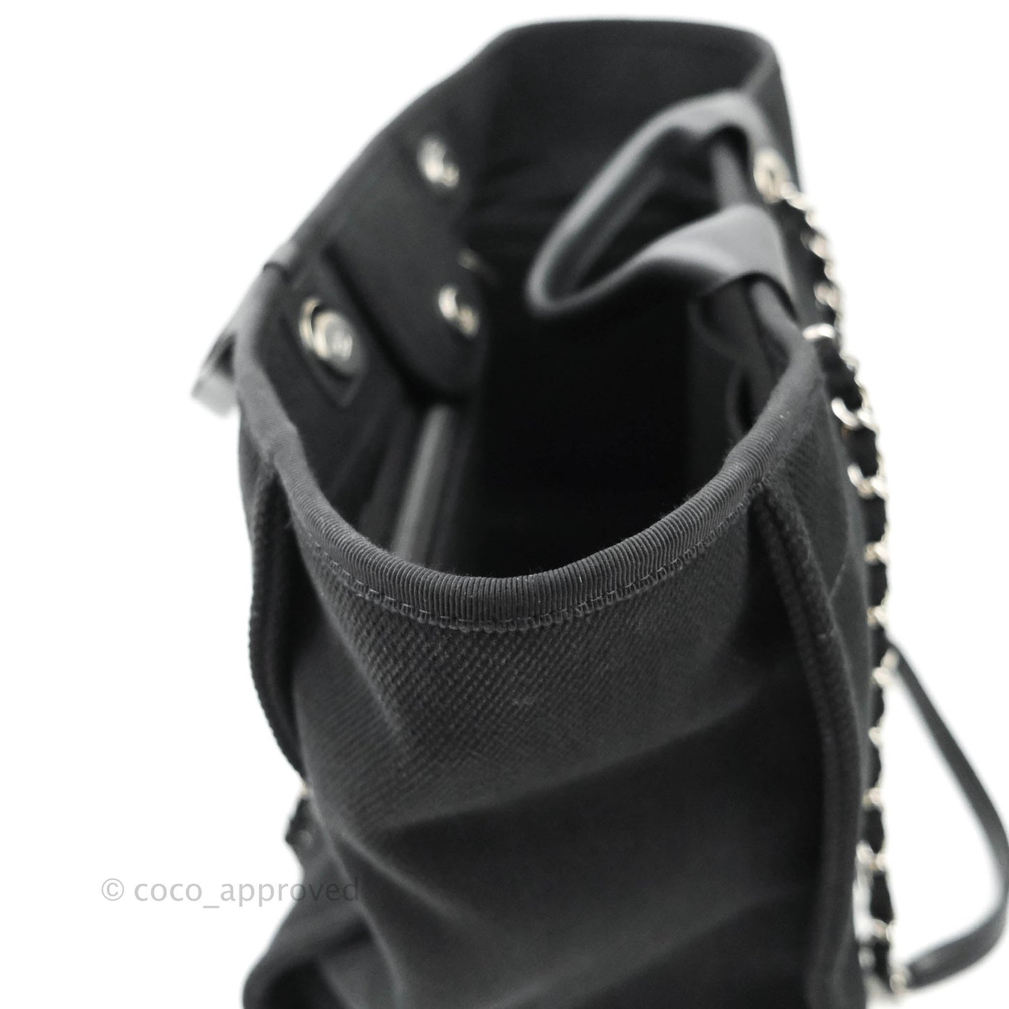 Chanel Medium Deauville Black Canvas Imitation Pearl