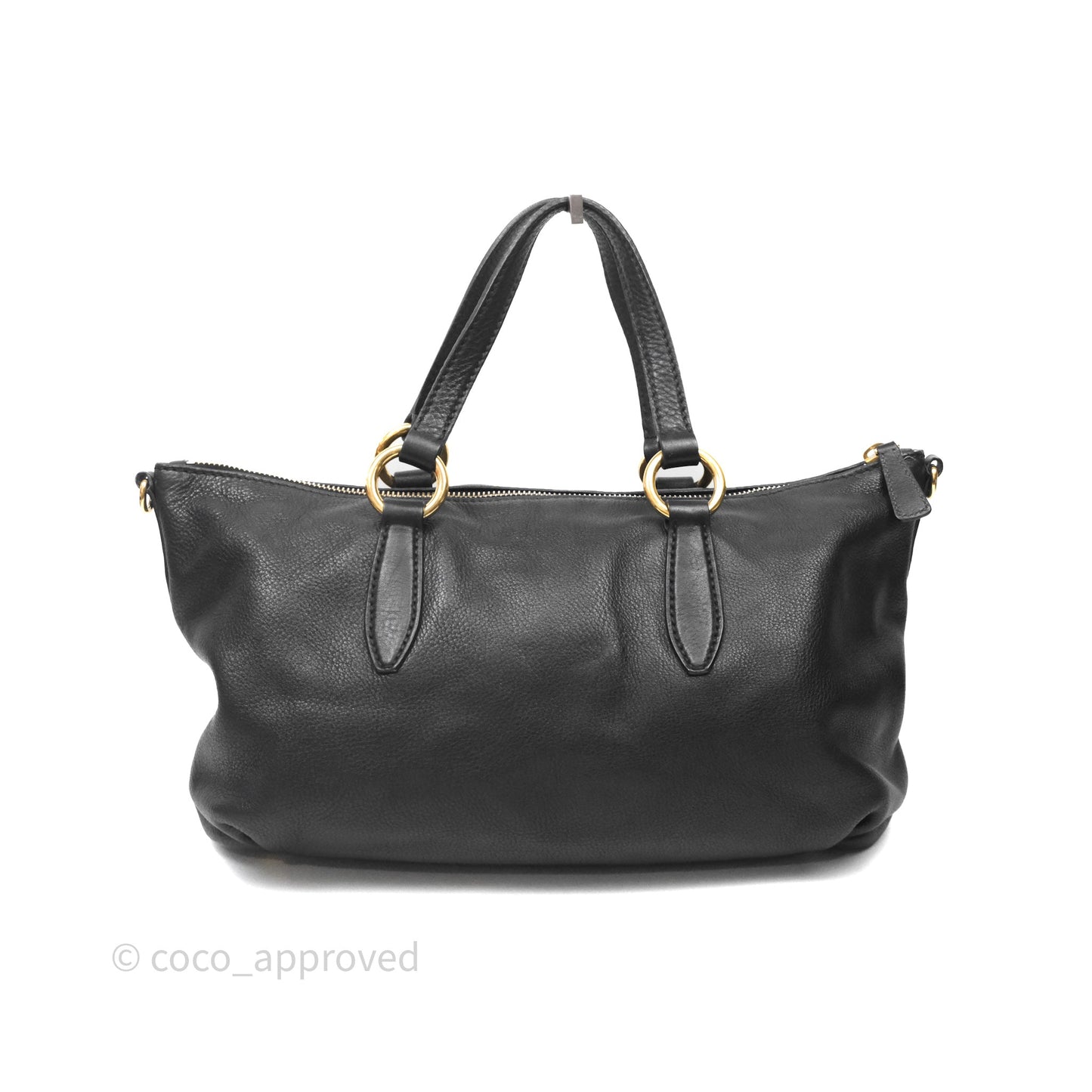 Miu Miu Vitello Tote Bag Black Gold Hardware