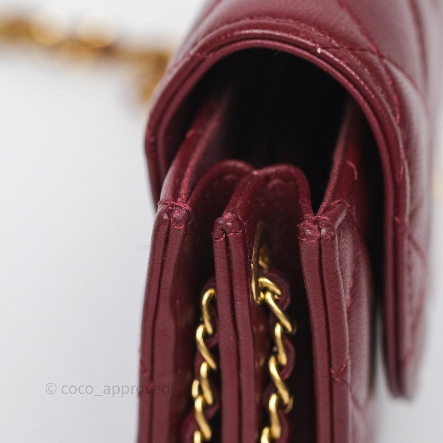 Chanel Mini WOC with CC Chain Burgundy Lambskin Gold Hardware 22K
