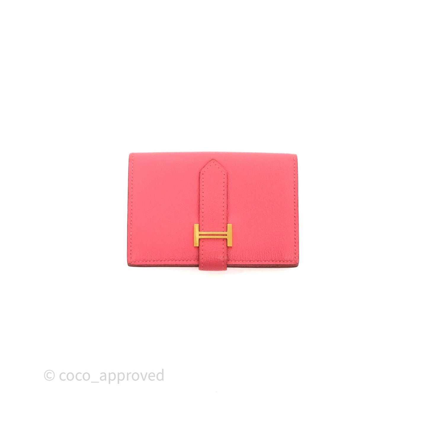 Hermès Bearn Mini Wallet Rose Lipstick U5 Chevre Mysore Gold Hardware
