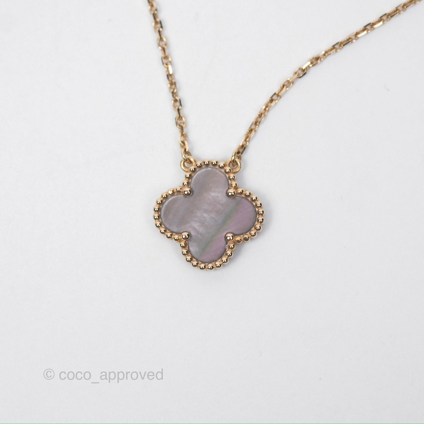 Van Cleef & Arpels Vintage Alhambra Pendant Grey Mother-of-pearl Rose Gold