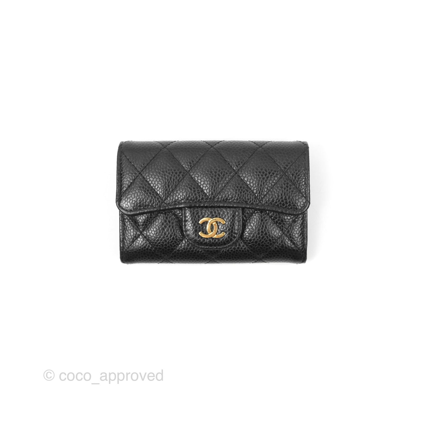 Chanel Quilted Flap Card Holder Black Caviar Gold Hardware