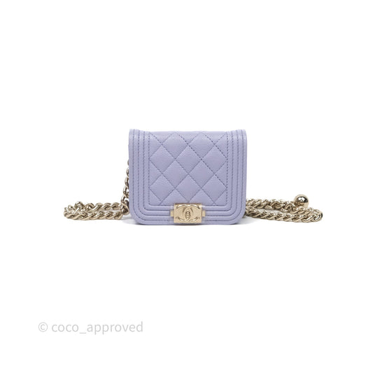 Chanel Quilted Boy Belt Bag Purple Caviar Gold Hardware