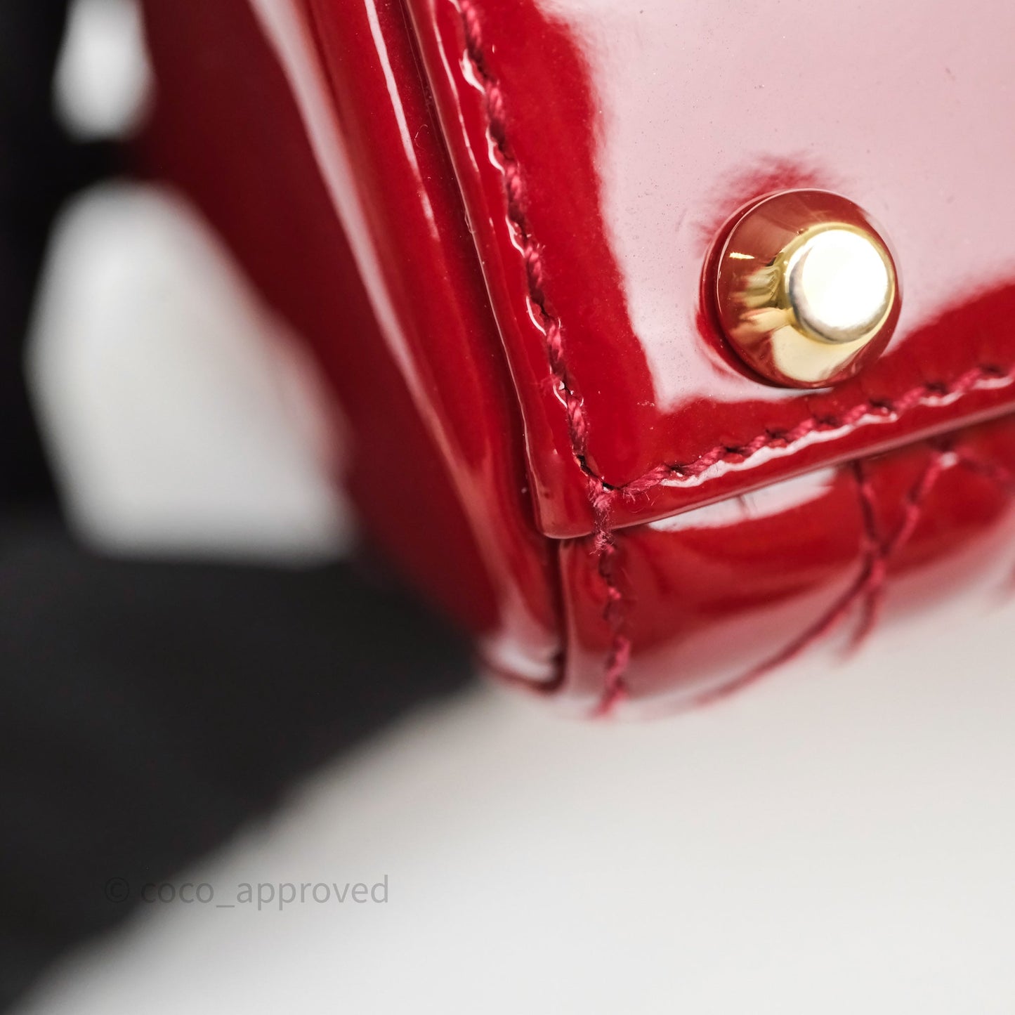 Christian Dior Mini Lady Dior Red Patent Cannage Gold Hardware